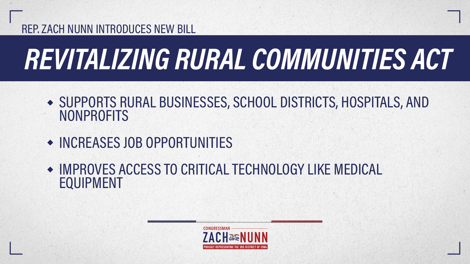 ? NEW BILL ALERT: I just introduced the Revitalizing Rural Communities Act–legislation to spur development and growth opportunities in rural Iowa and ensure small towns are not left behind. 